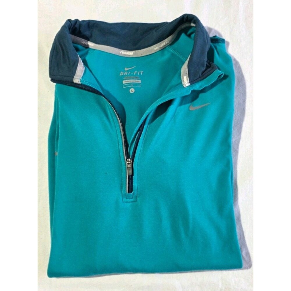 Nike Element Women's L Half Zip Running Top Teal Dri Fit Pullover